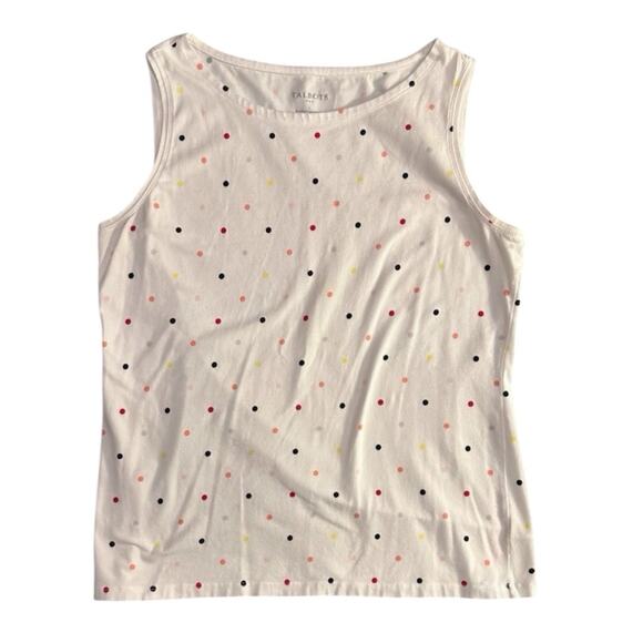 Talbots White Polka Dot Tank Top - Picture 1 of 4